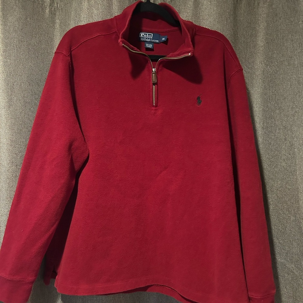 Polo Ralph Lauren Sweater 1/4 Zip Men’s Size XL RED BIG GRAND 100% COTTON